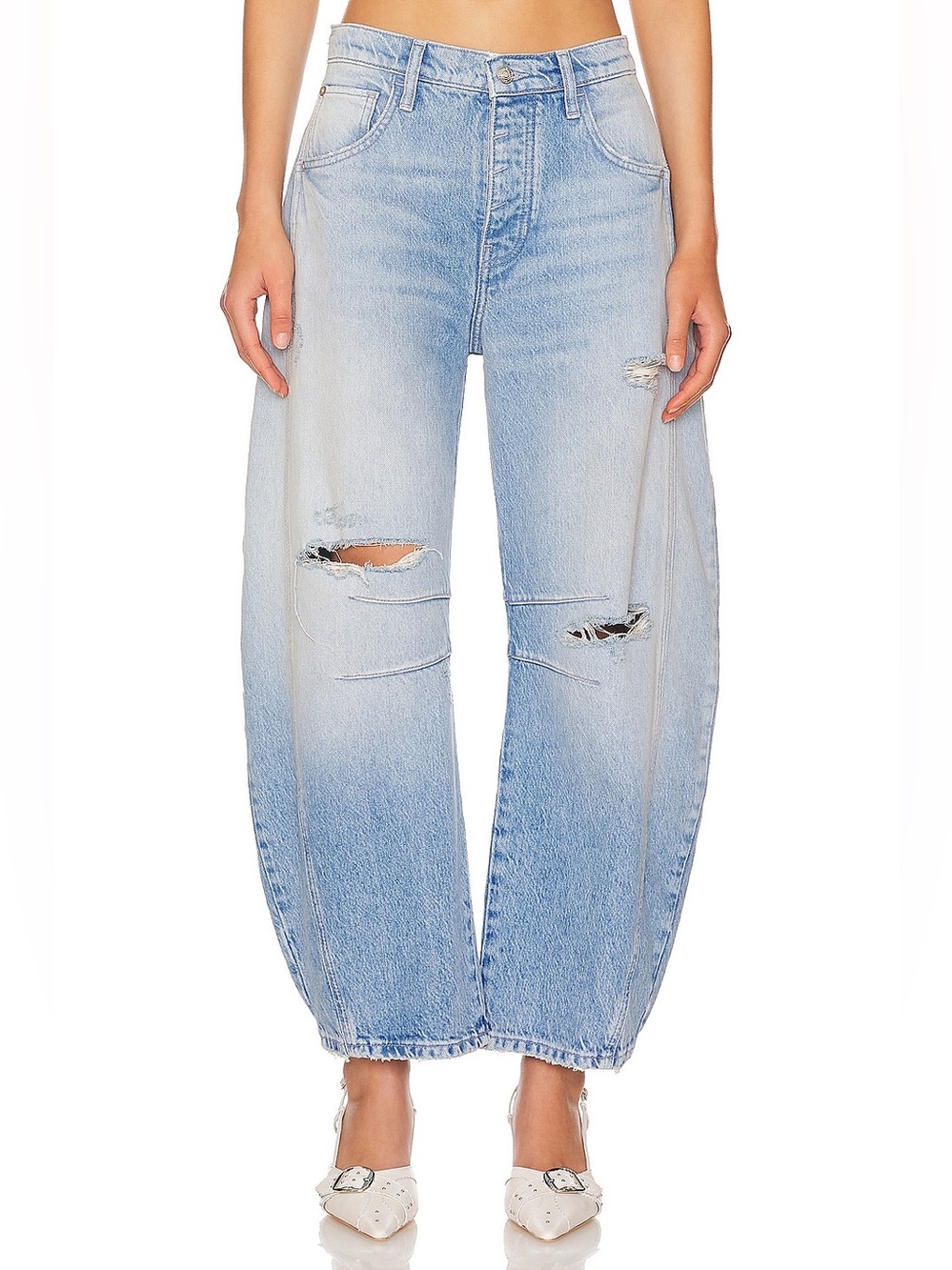 NWT WE THE FREE x FREE PEOPLE Lucky You Mid Rise Barrel-Barn Yard Blue
